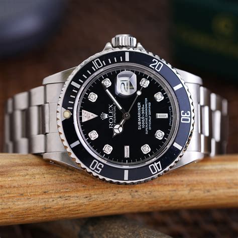 rolex submariner black diamonds|rolex submariner with diamond bezel.